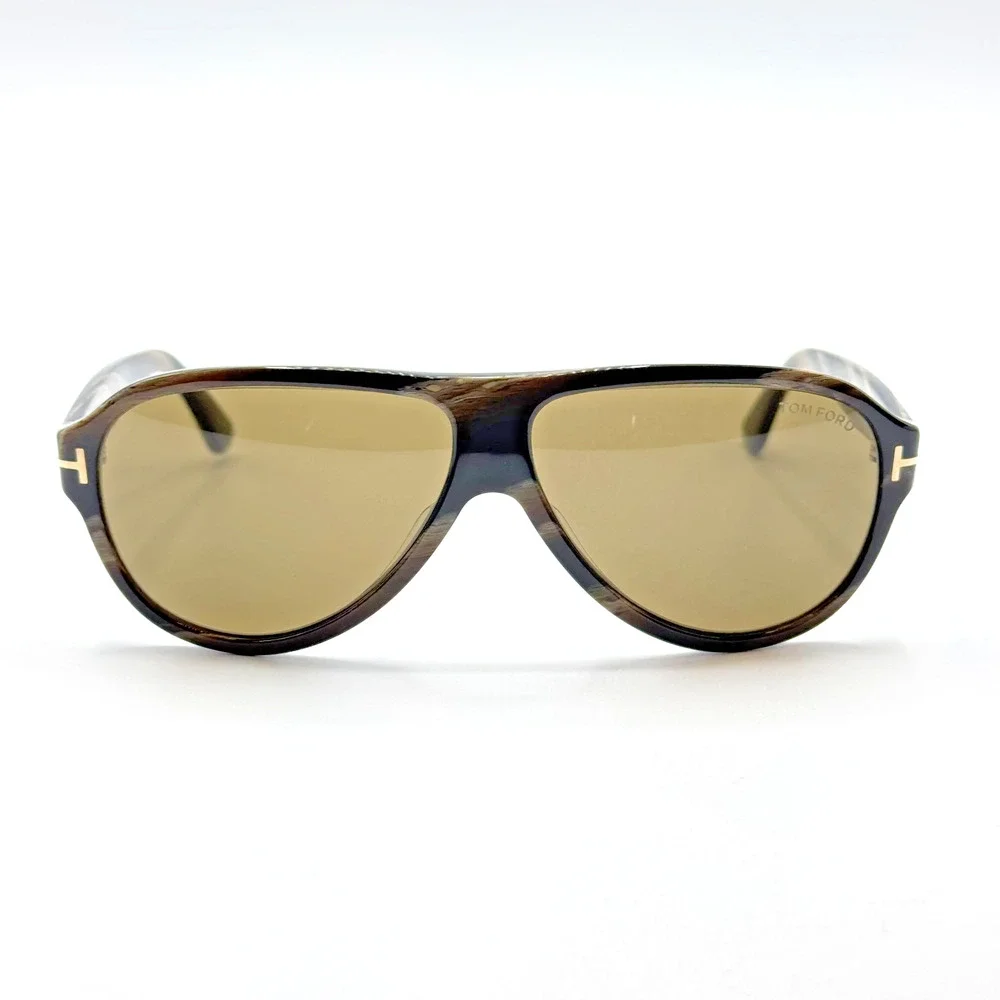 Tom Ford Sunglasses Samuele-02 TF1336 63J Black Horn Pilot Brown Lens 61mm